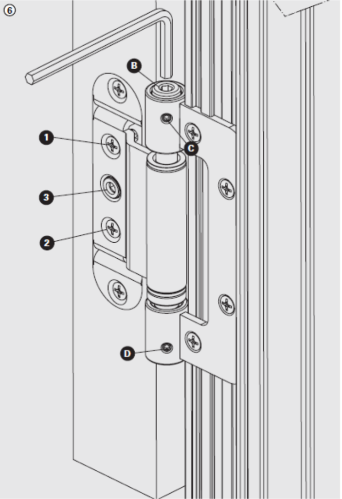 Dynamic 2D-C hinge for composite doors