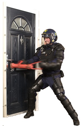 Vista Panels secured by design composite doors tested by police in riot gear
