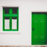 green door and window