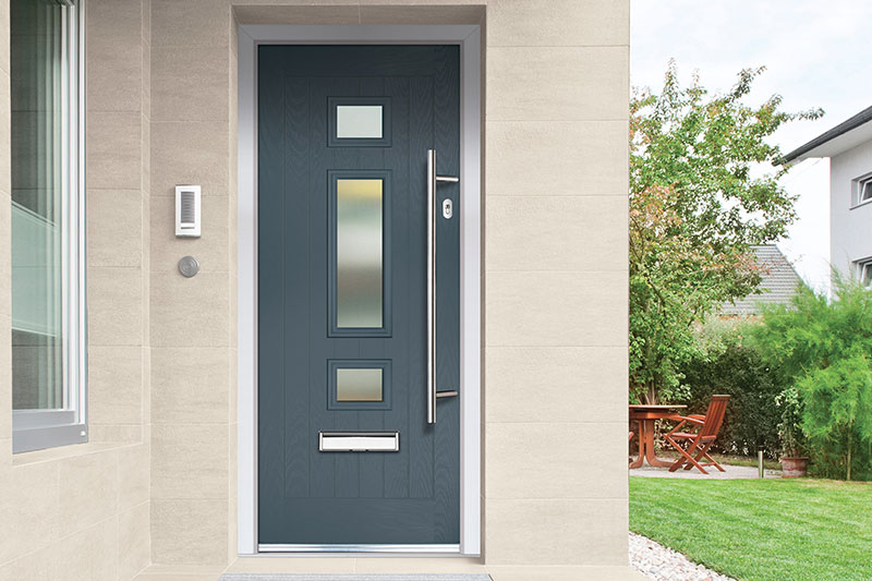 Grey composite entrance door