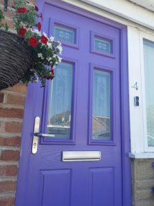 Purple composite front door