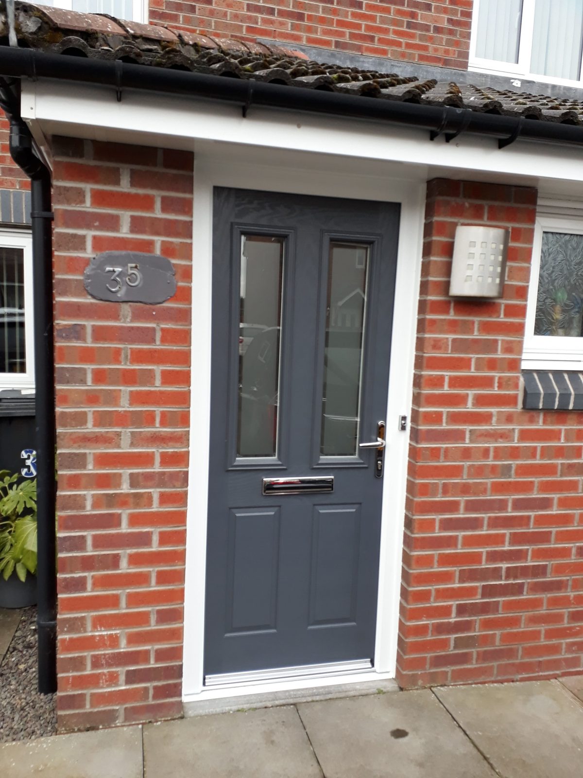 York Grey front door with Etched glass