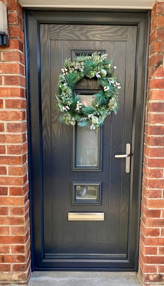 Anthracite Grey front door with xmas wreath