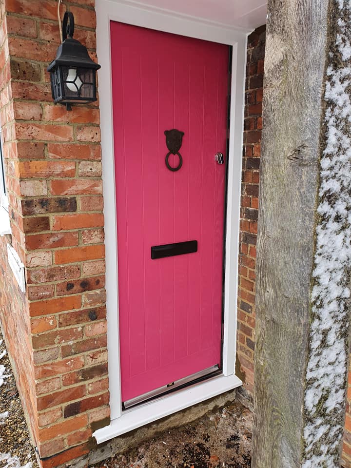 Solid bright pink panel door