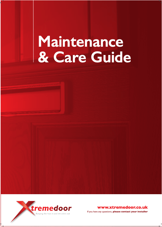 diagram of red poster for maintenance & care guide for doors