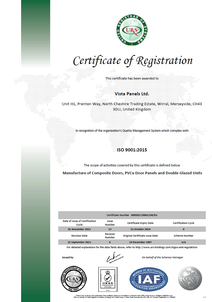 copy of certificate of registration for vista panels