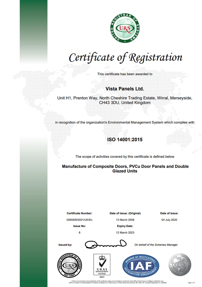 The ISO 14001_2015 certificate